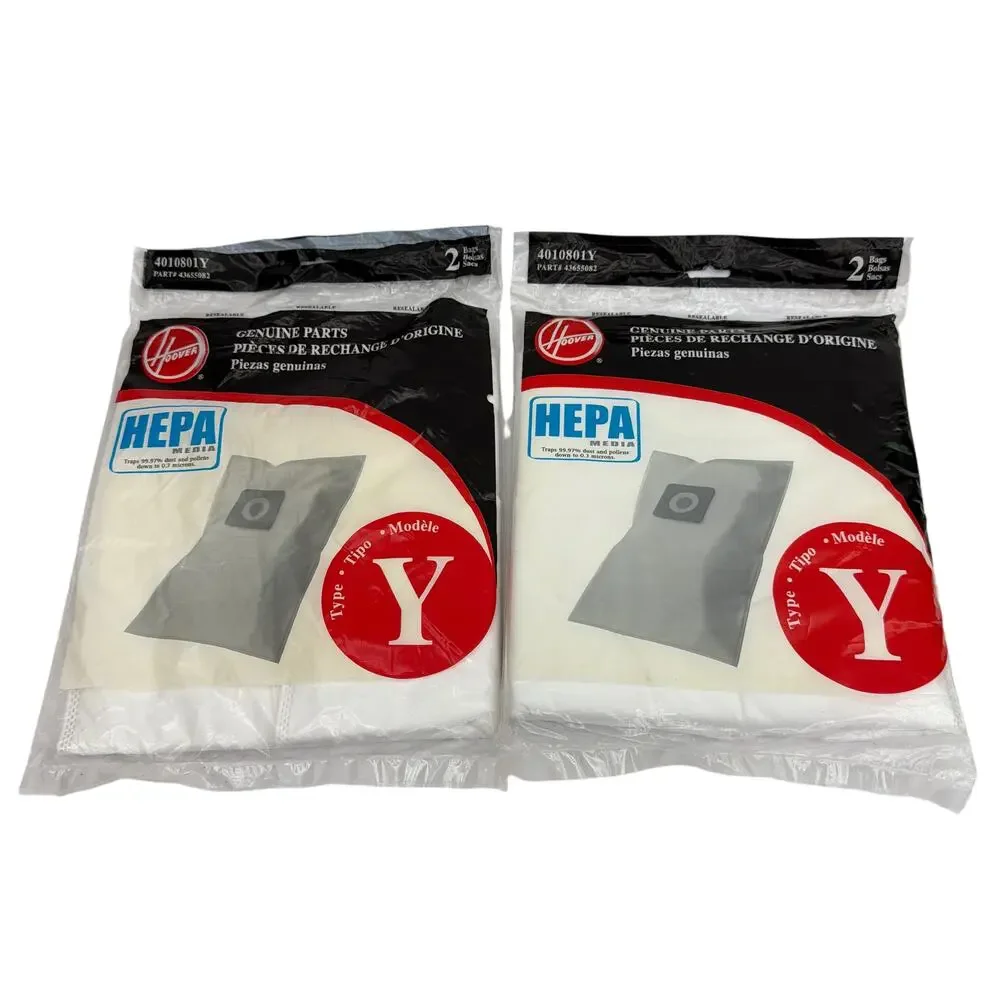 Hoover Type Y HEPA Vacuum Bags 4010801Y / 43655082 Lot of 3